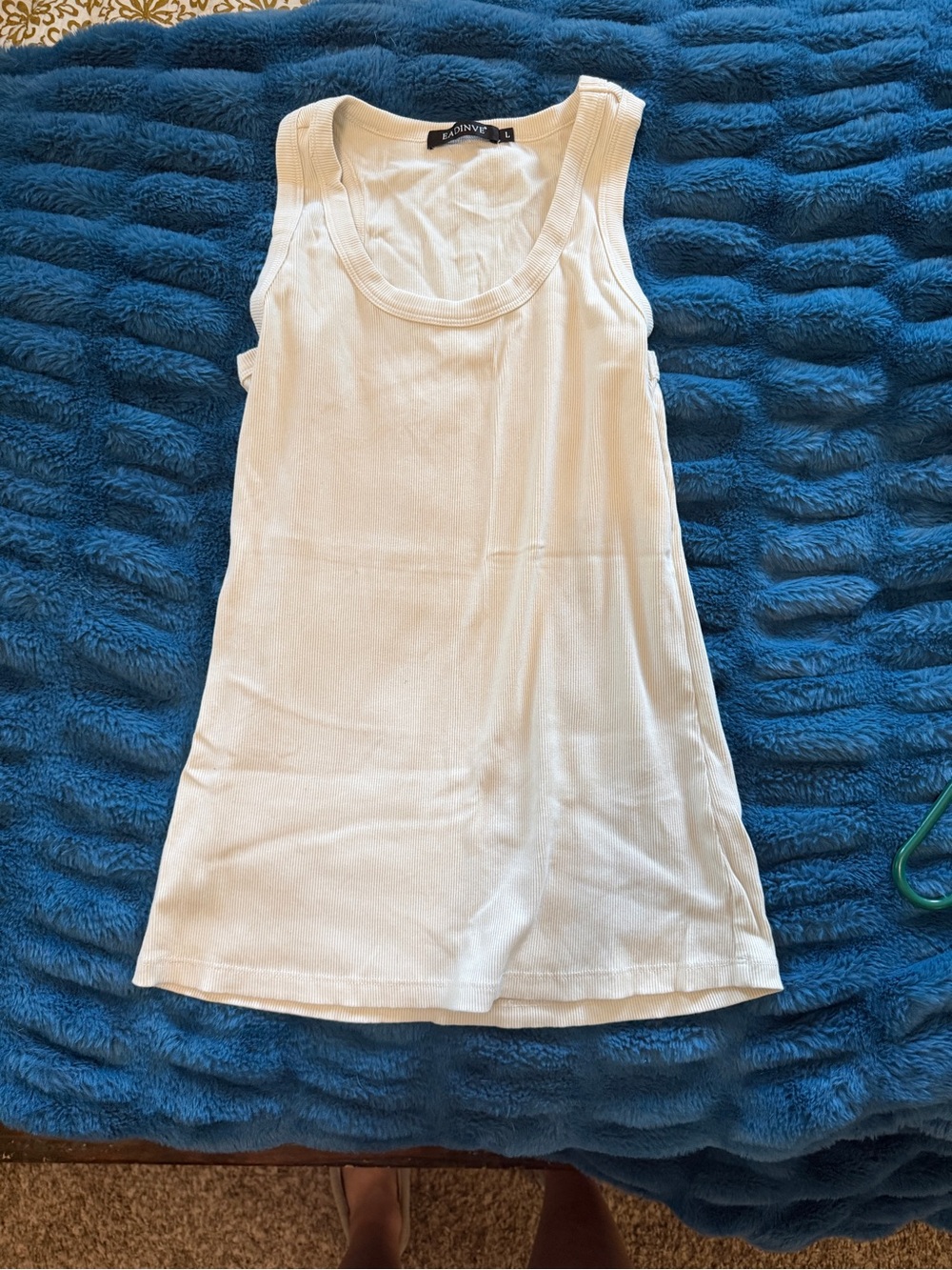 Cream Ribbed Tank Top - Classic Scoop Neck